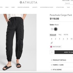 NWOT Athleta Black Joggers / Parachute Cargo Pant
